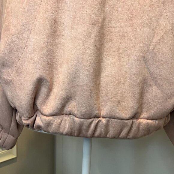 Zara Pink Vegan Suede Half Zipper Soft Sweatshirt Hoodie, Size XS - Picture 5 of 16